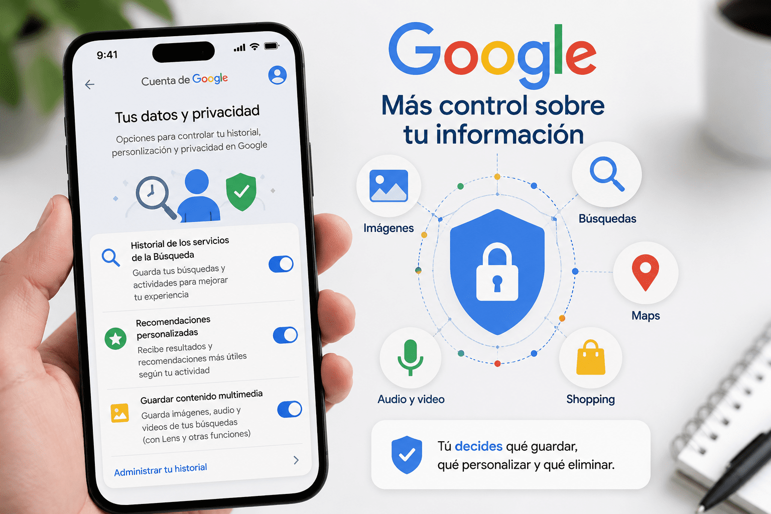 Google permitirá controlar mejor el historial y la privacidad