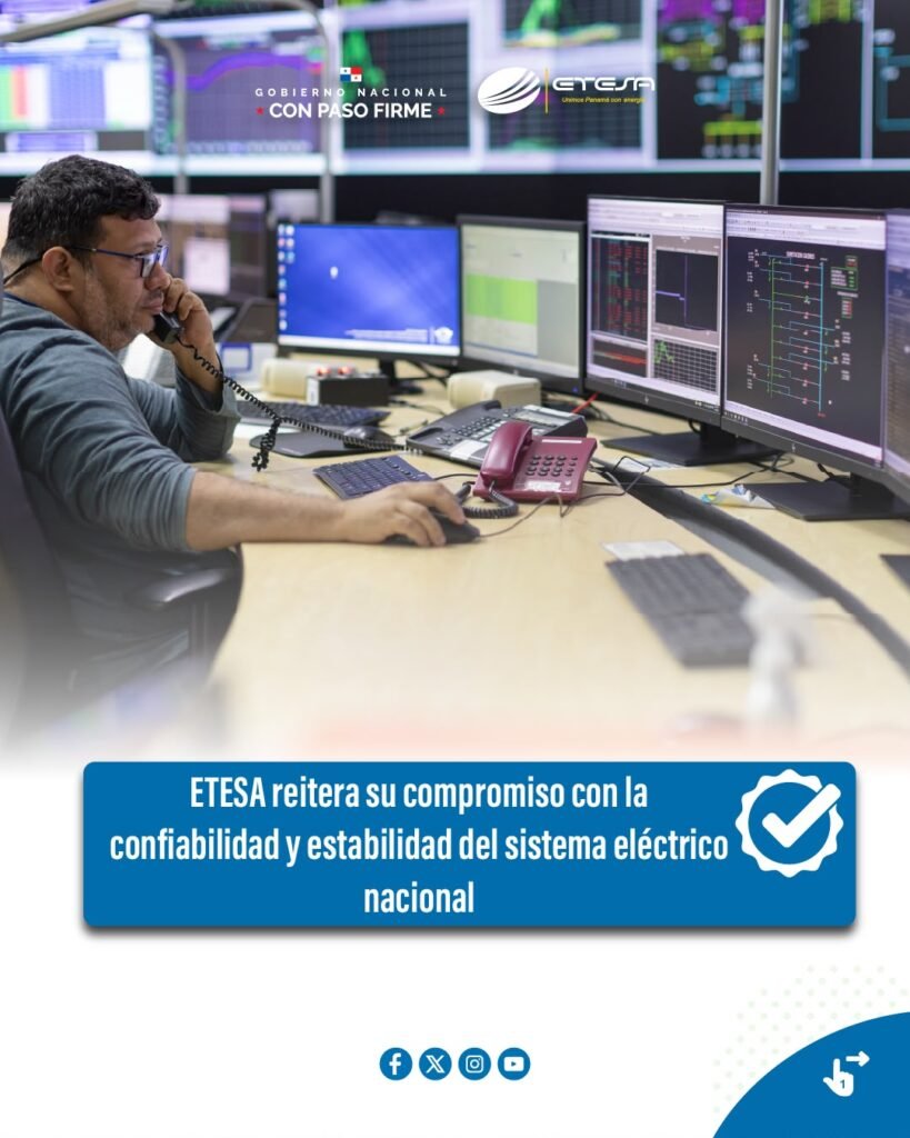 La Empresa de Transmisión Eléctrica, S.A. (ETESA) informó que mantiene investigaciones en curso sobre los recientes eventos registrados en el Sistema Interconectado Nacional (SIN), mientras continúa ejecutando acciones para fortalecer la confiabilidad y estabilidad del servicio eléctrico en el país.