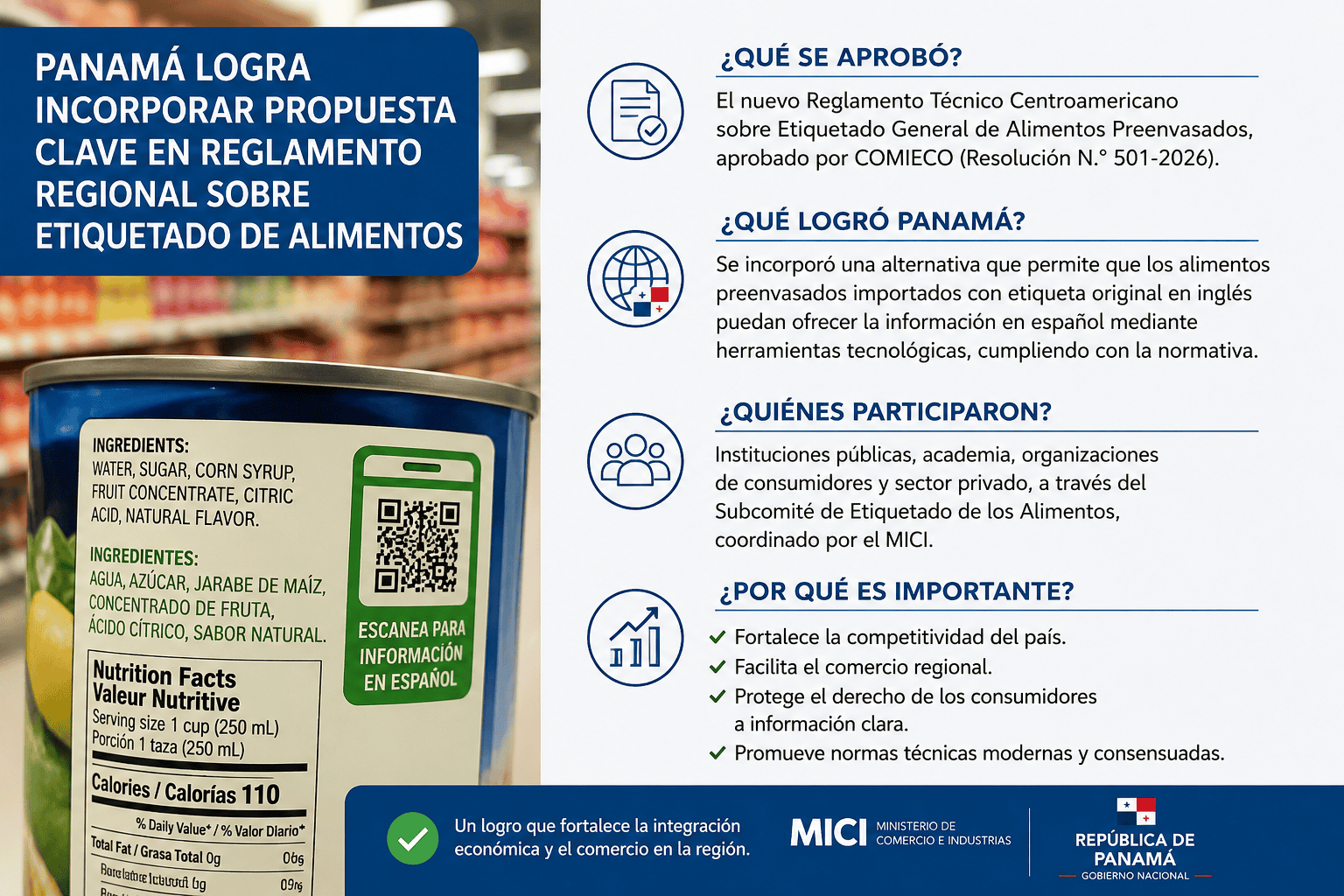 Panamá logra incorporar propuesta en nuevo reglamento regional sobre etiquetado de alimentos