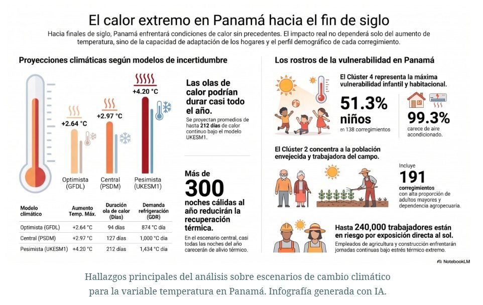Un estudio advierte que cerca de 1.33 millones de panameños podrían vivir bajo alto riesgo por calor extremo debido al cambio climático hacia finales de siglo.